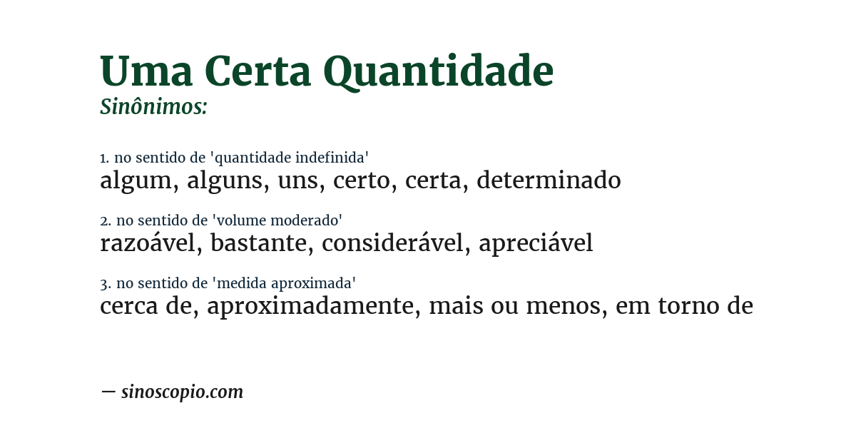 Sinônimo de uma certa quantidade