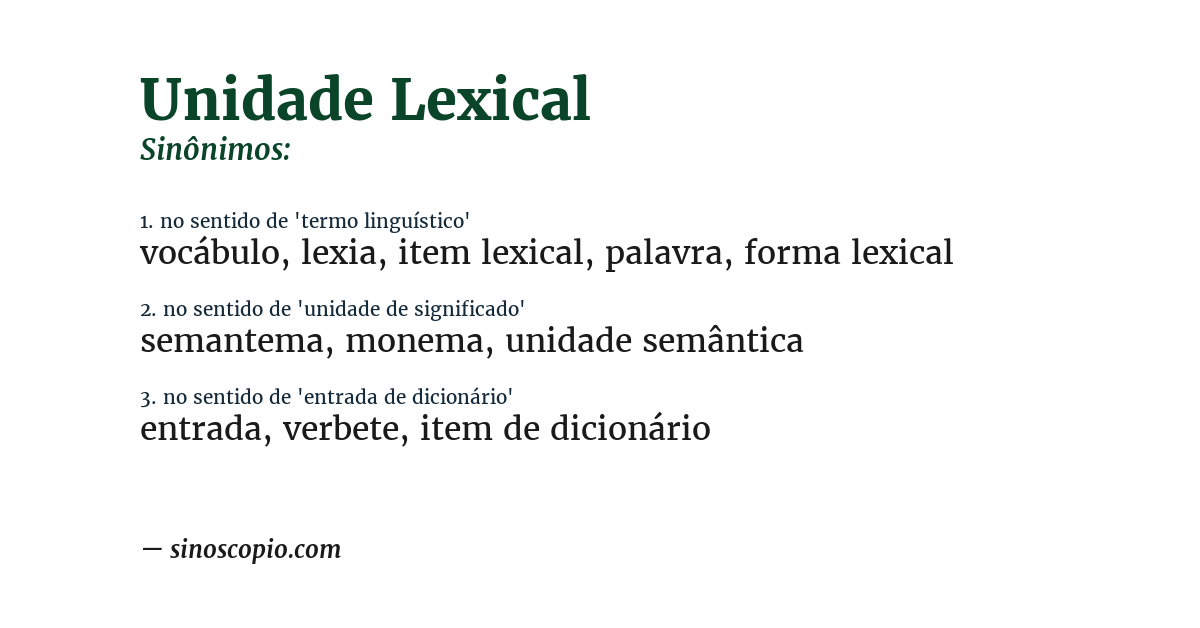 Sinônimo de unidade lexical