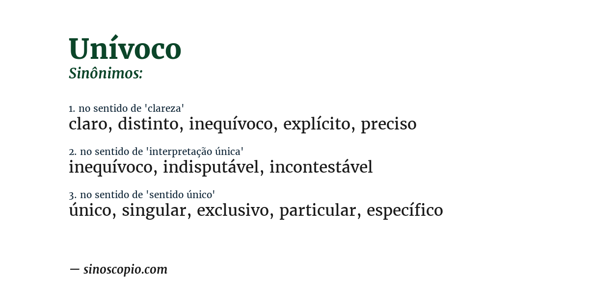 Sinônimo de unívoco