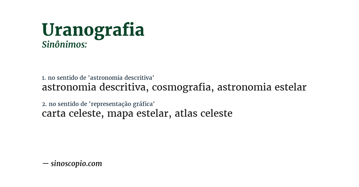 Sinônimo de uranografia