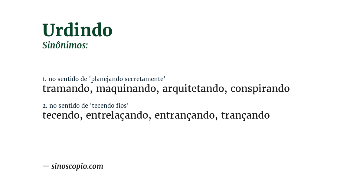 Sinônimo de urdindo