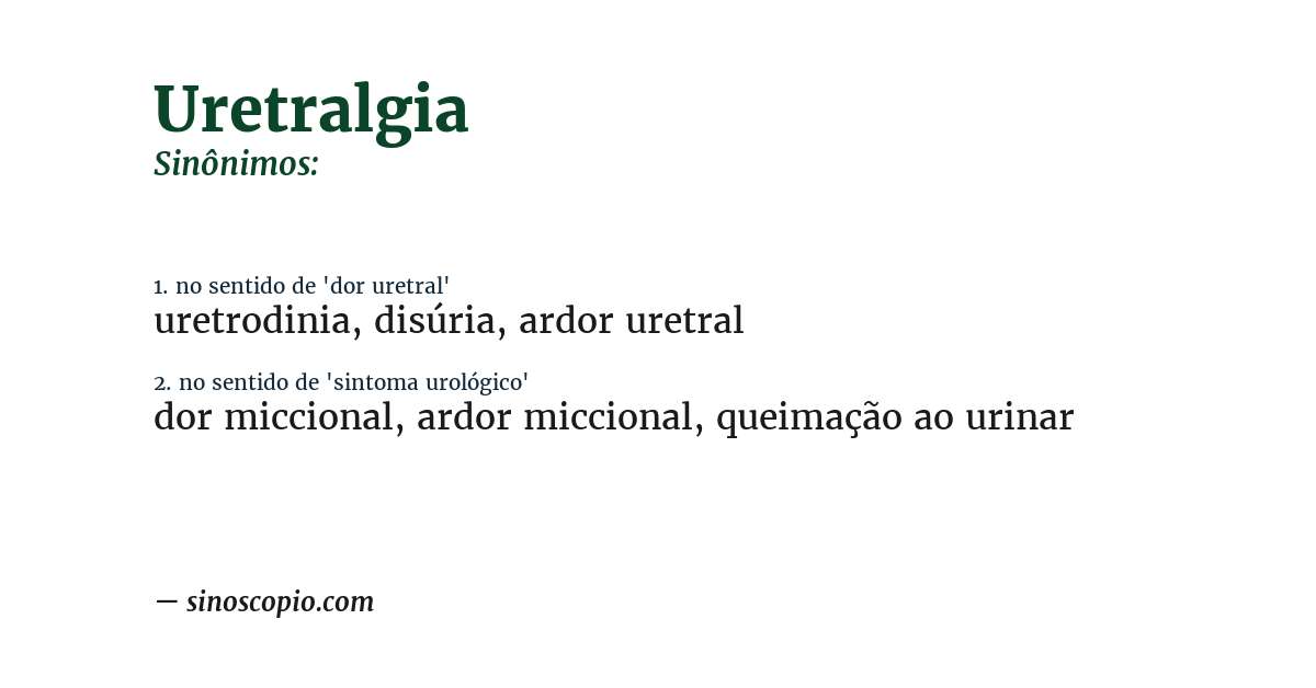 Sinônimo de uretralgia