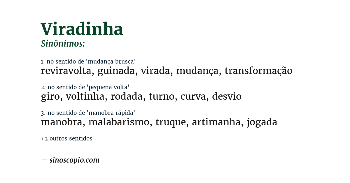 Sinônimo de viradinha