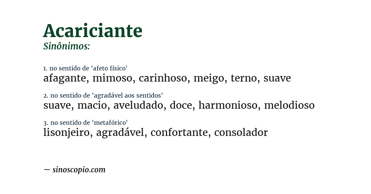 Sinônimo de acariciante