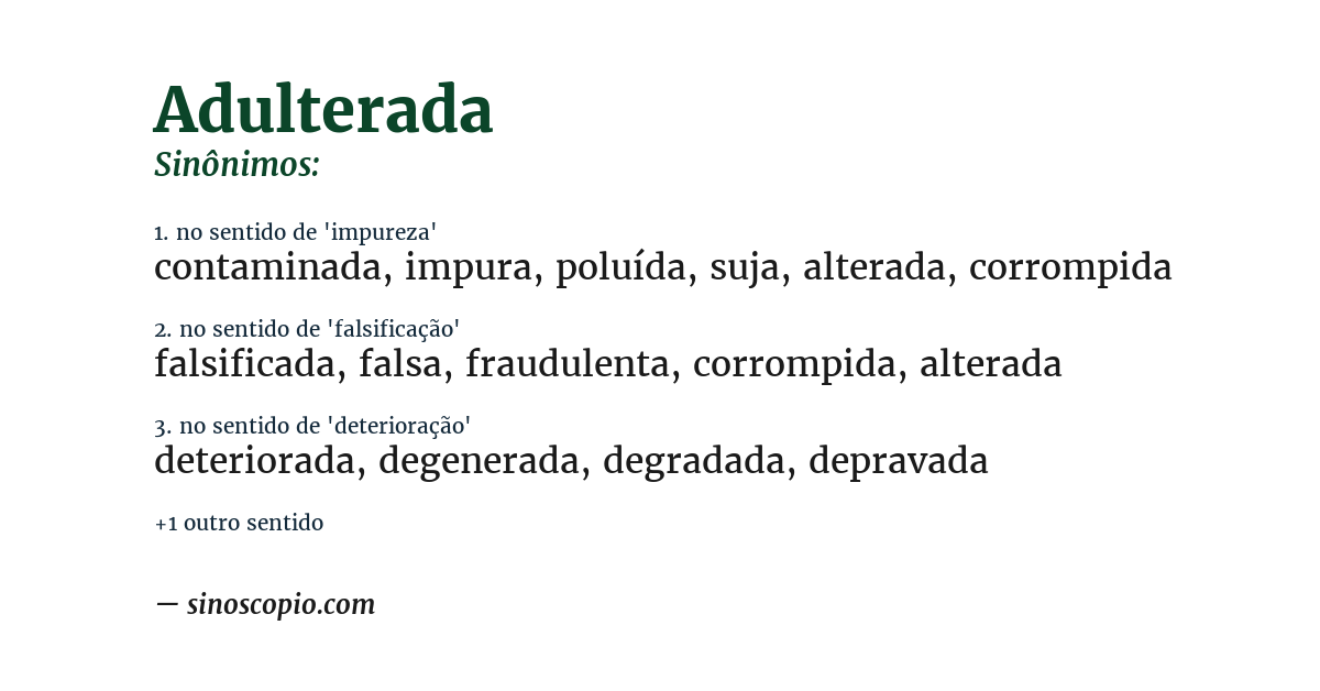 Sinônimo de adulterada