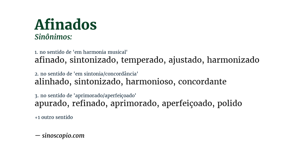 Sinônimo de afinados