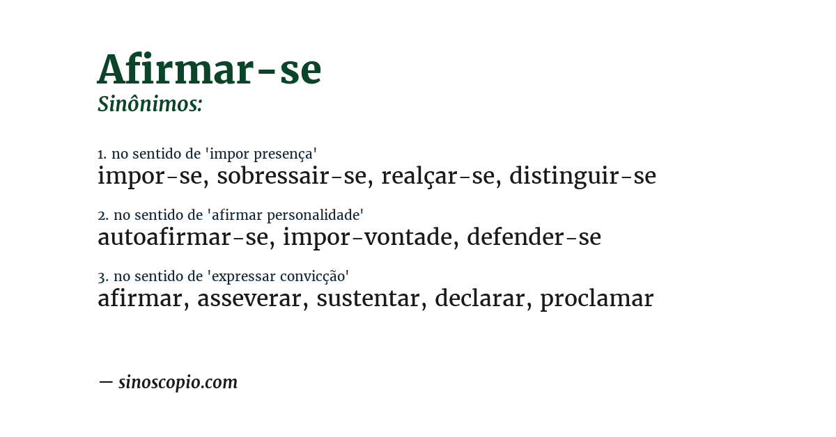 Sinônimo de afirmar-se
