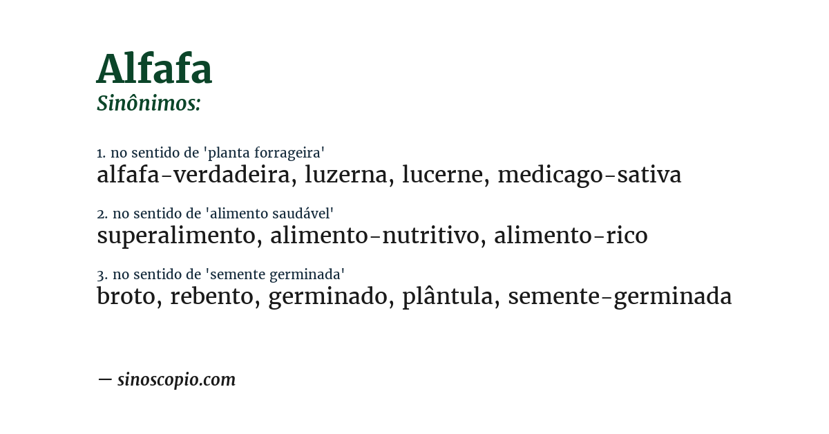 Sinônimo de alfafa