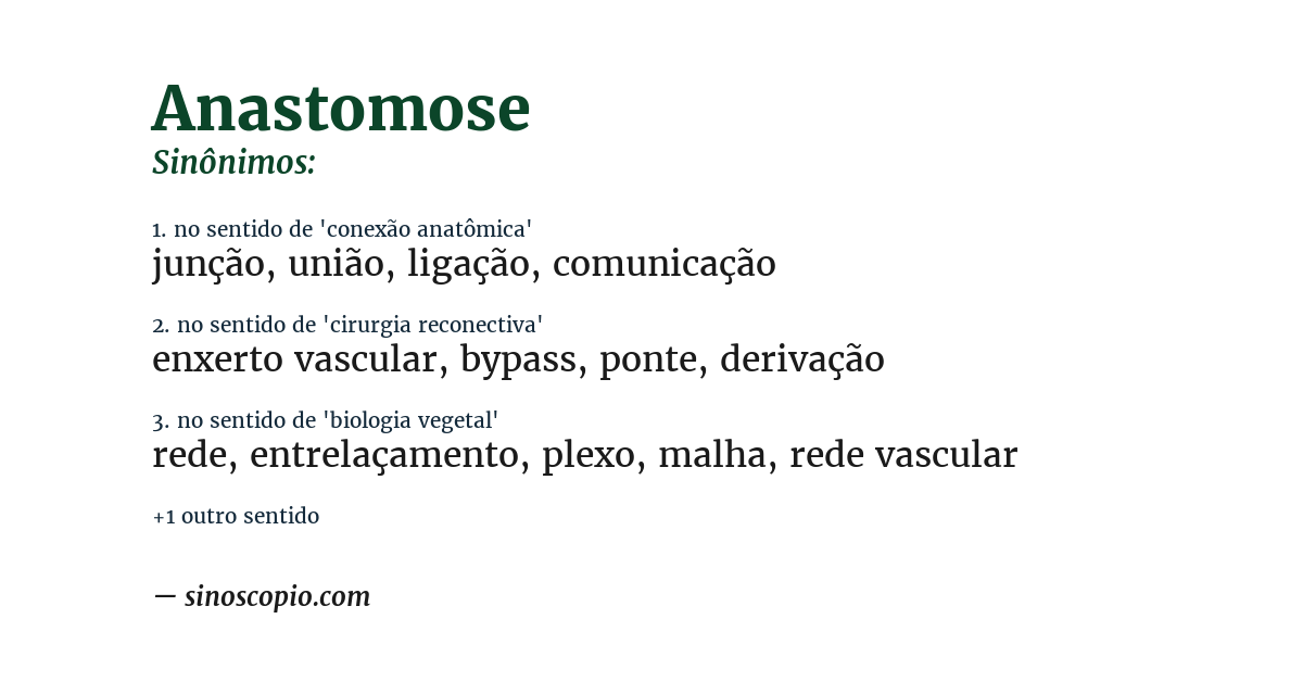 Sinônimo de anastomose