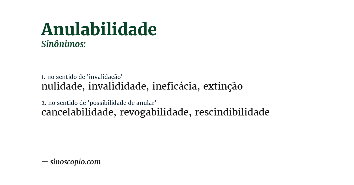 Sinônimo de anulabilidade