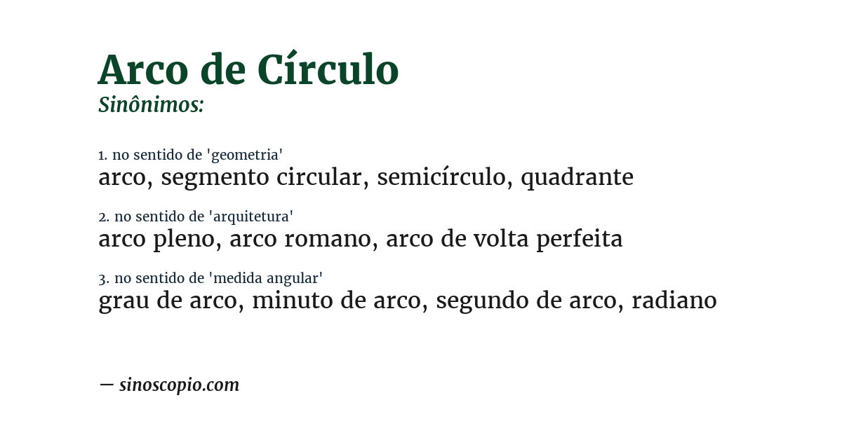 Sinônimo de arco de círculo