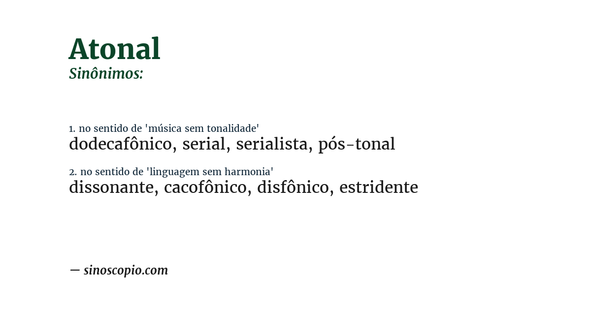Sinônimo de atonal