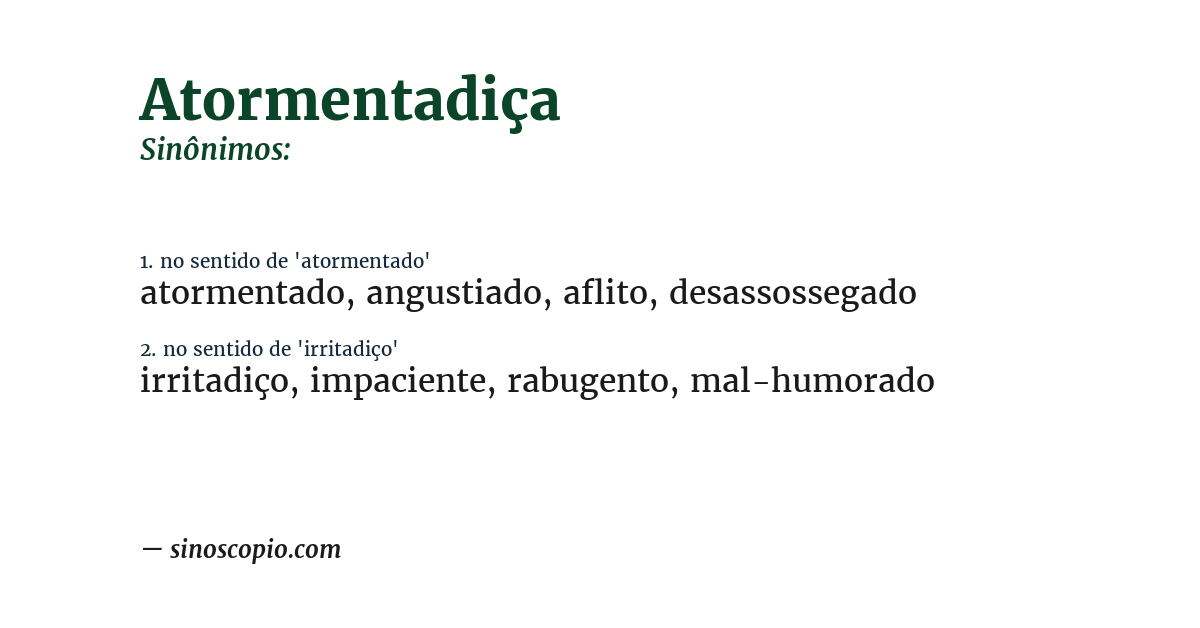Sinônimo de atormentadiça