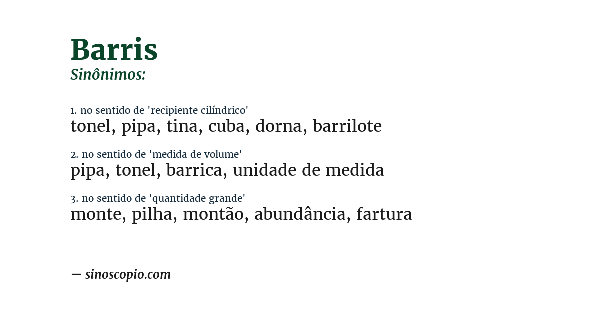 Sinônimo de barris