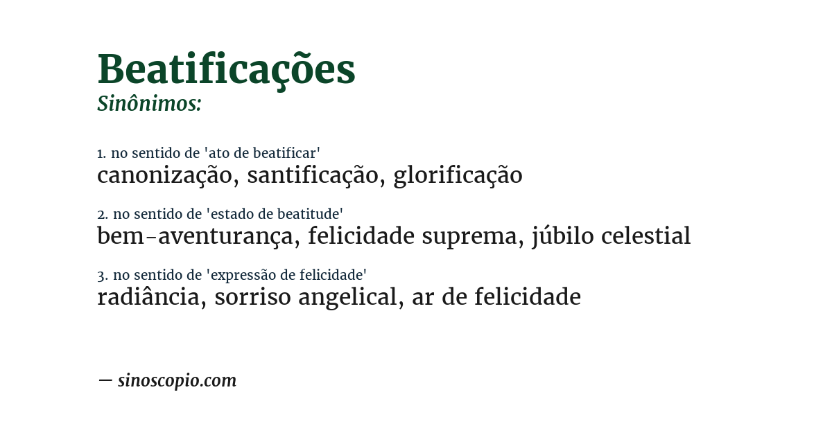 Sinônimo de beatificações