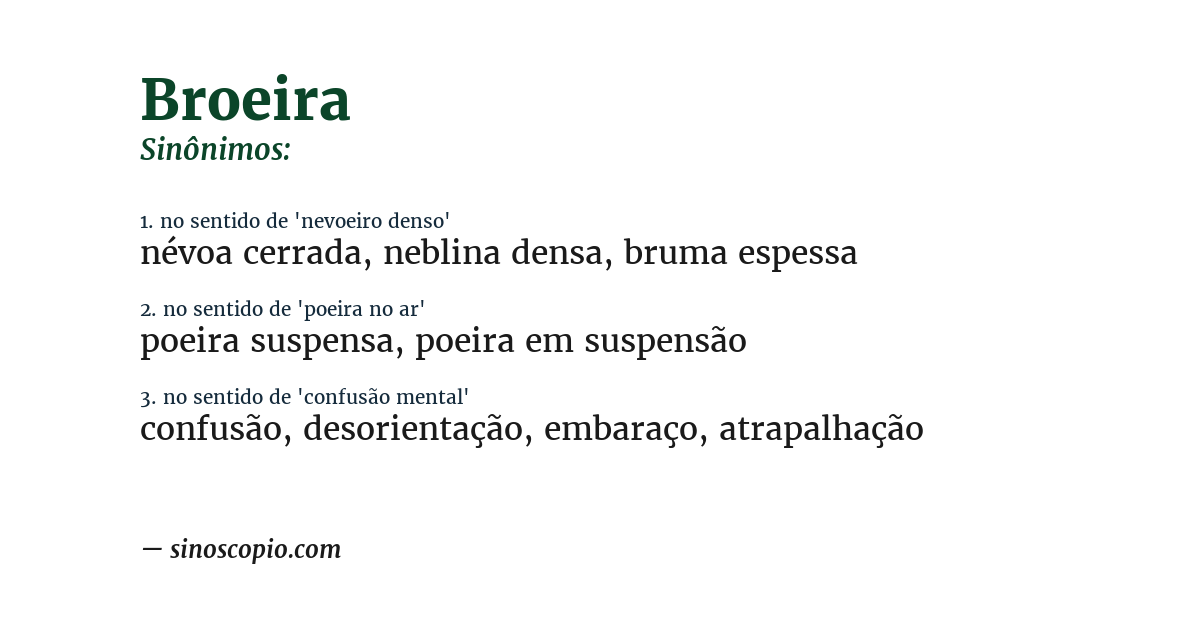 Sinônimo de broeira