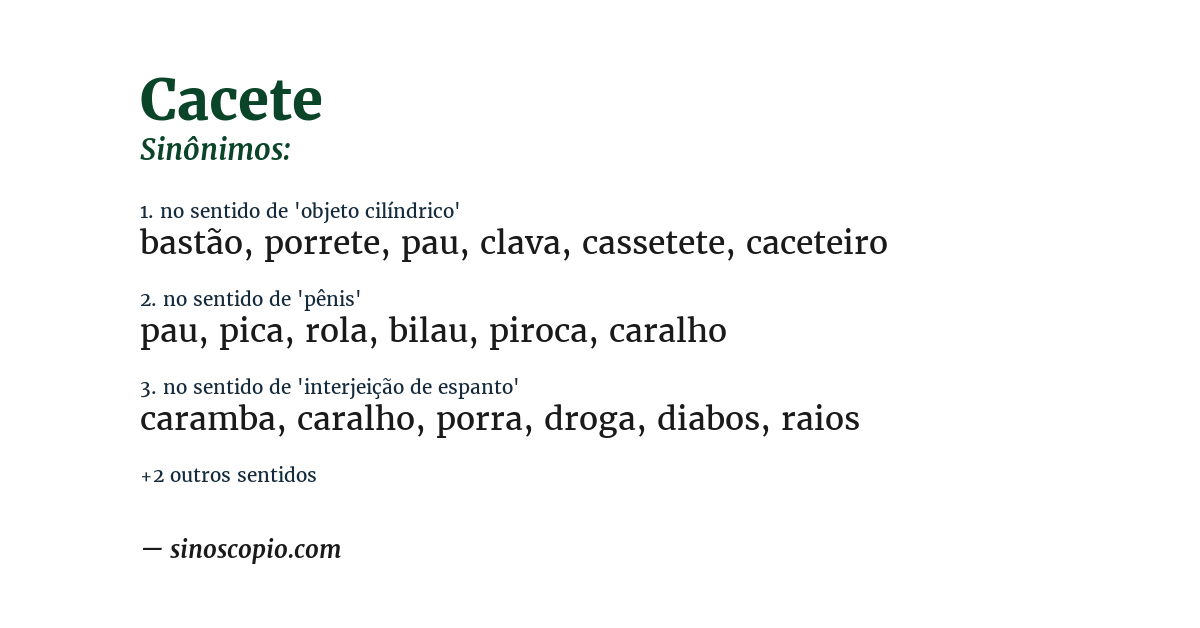 Sinônimo de cacete