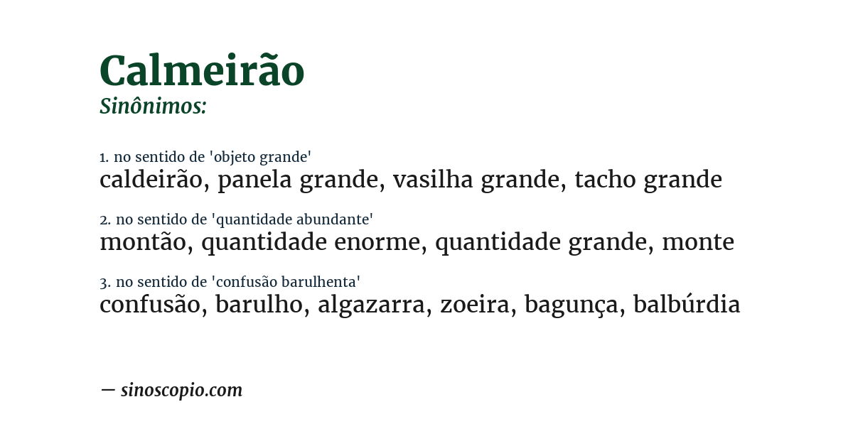 Sinônimo de calmeirão