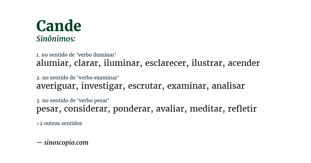 Sinônimo de cande