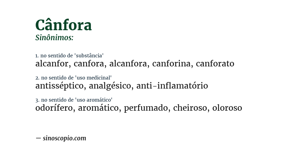 Sinônimo de cânfora