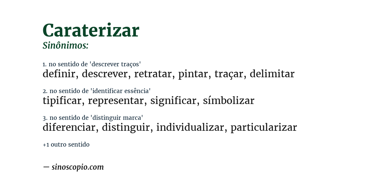 Sinônimo de caraterizar