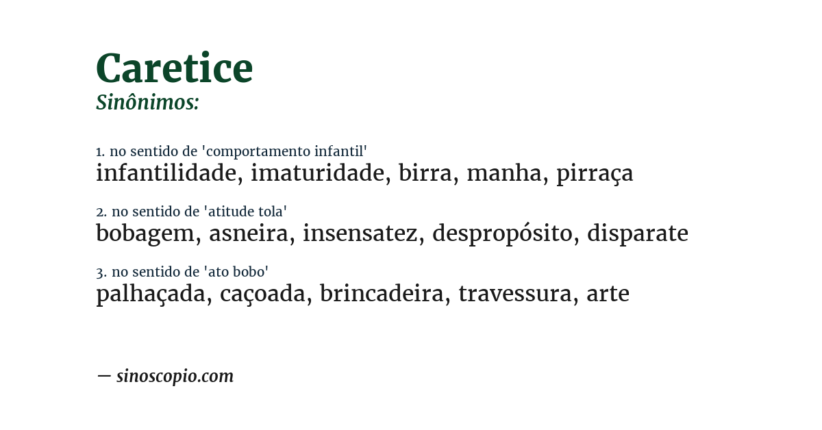 Sinônimo de caretice