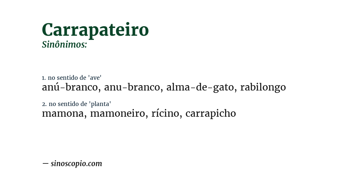 Sinônimo de carrapateiro