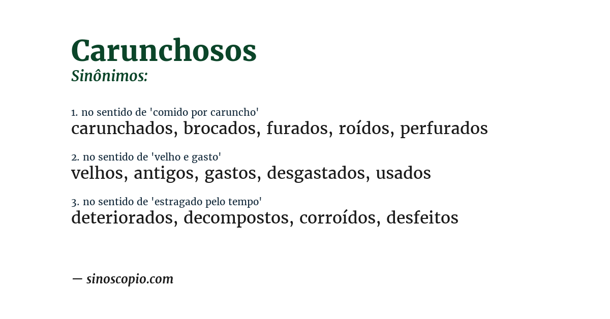 Sinônimo de carunchosos