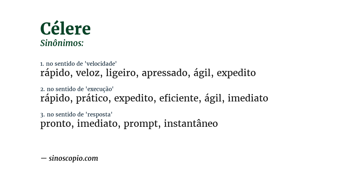 Sinônimo de célere