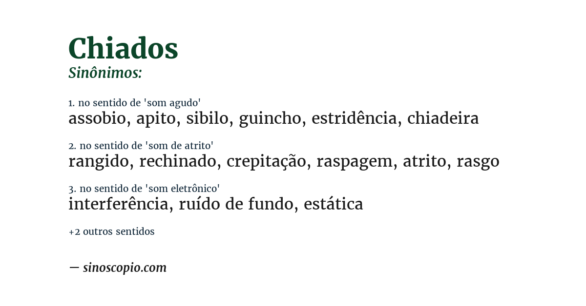 Sinônimo de chiados