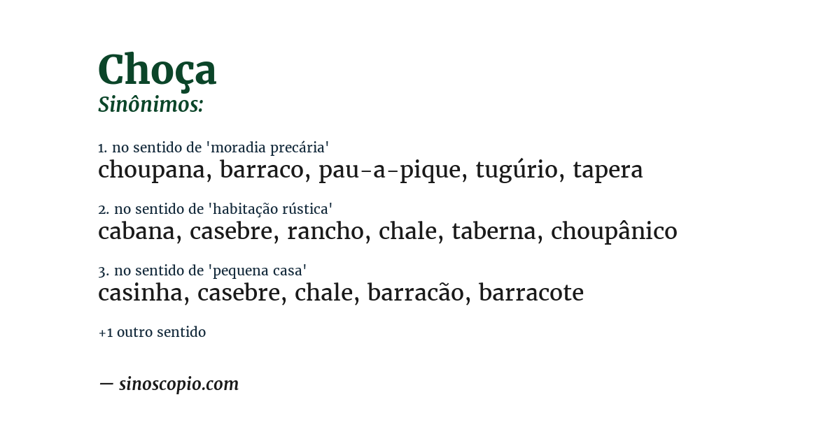 Sinônimo de choça