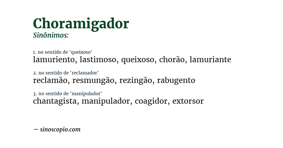 Sinônimo de choramigador