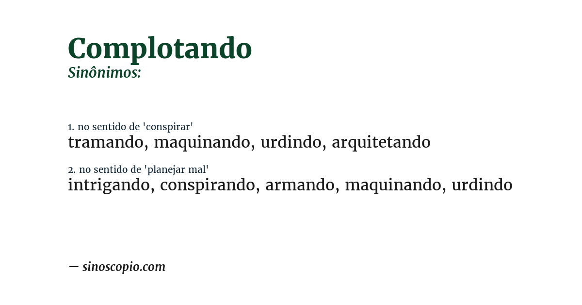 Sinônimo de complotando