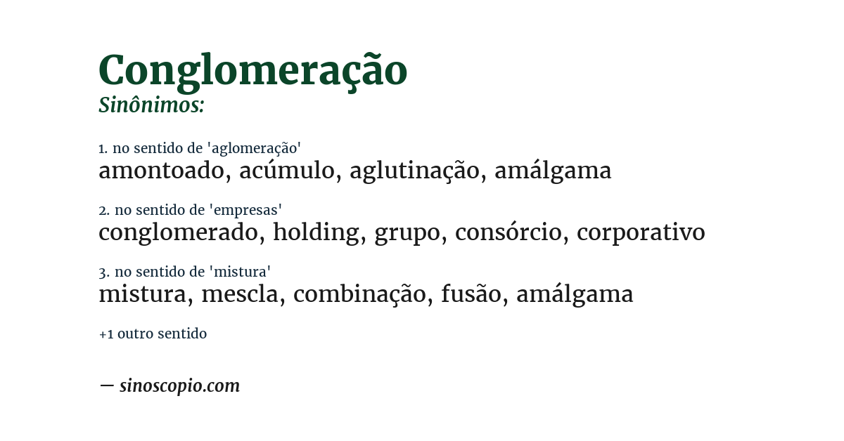 Sinônimo de conglomeração