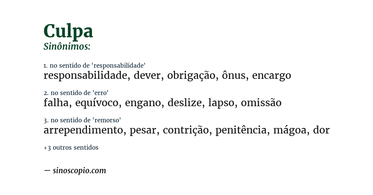 Sinônimo de culpa