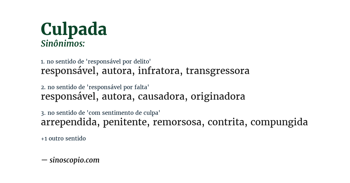 Sinônimo de culpada