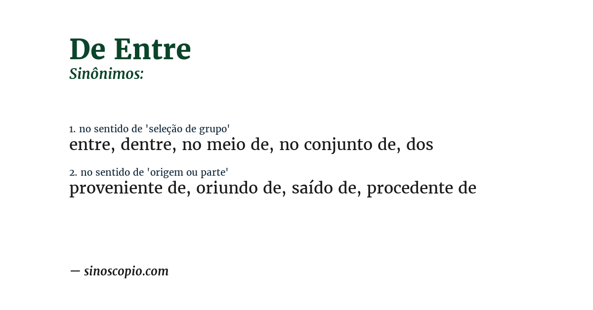 Sinônimo de de entre