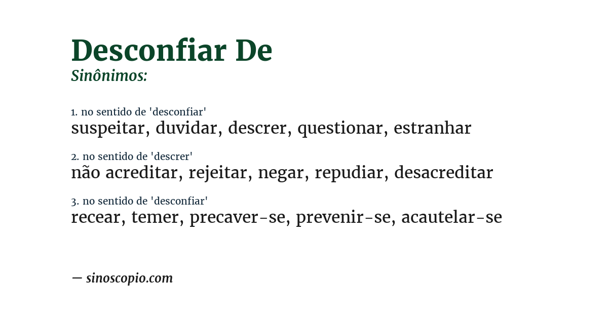 Sinônimo de desconfiar de