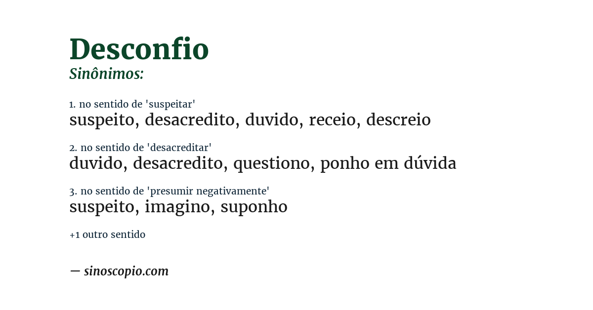 Sinônimo de desconfio
