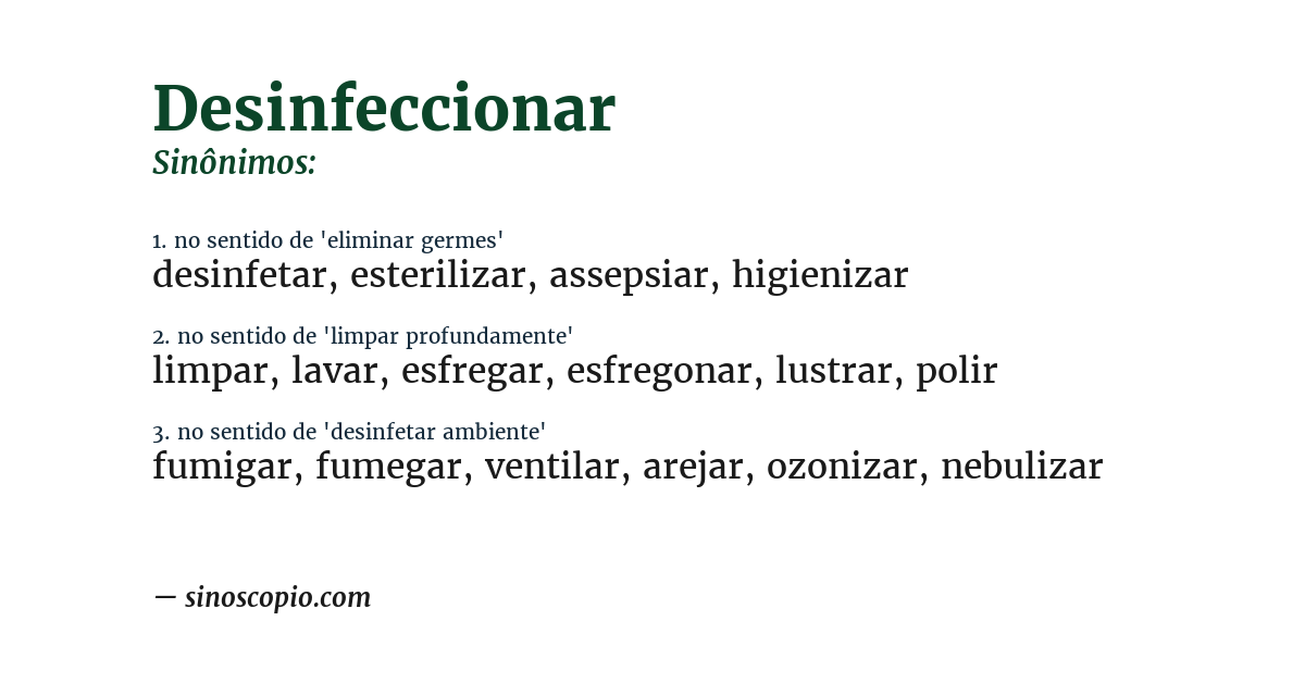 Sinônimo de desinfeccionar