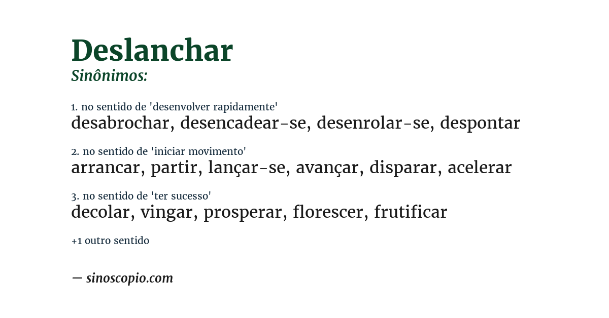 Sinônimo de deslanchar