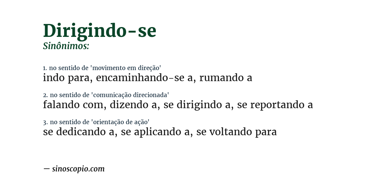 Sinônimo de dirigindo-se