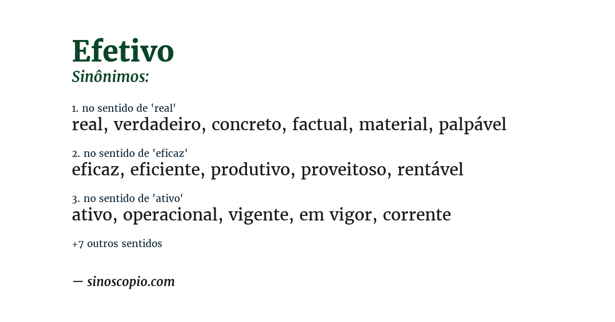 Sinônimo de efetivo