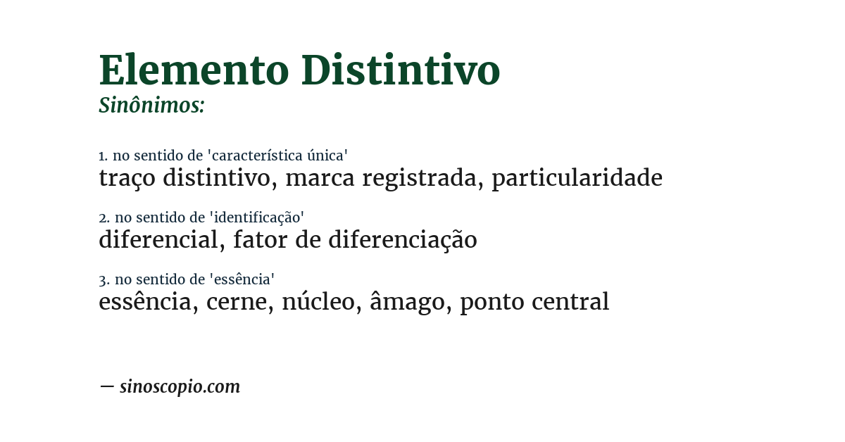 Sinônimo de elemento distintivo