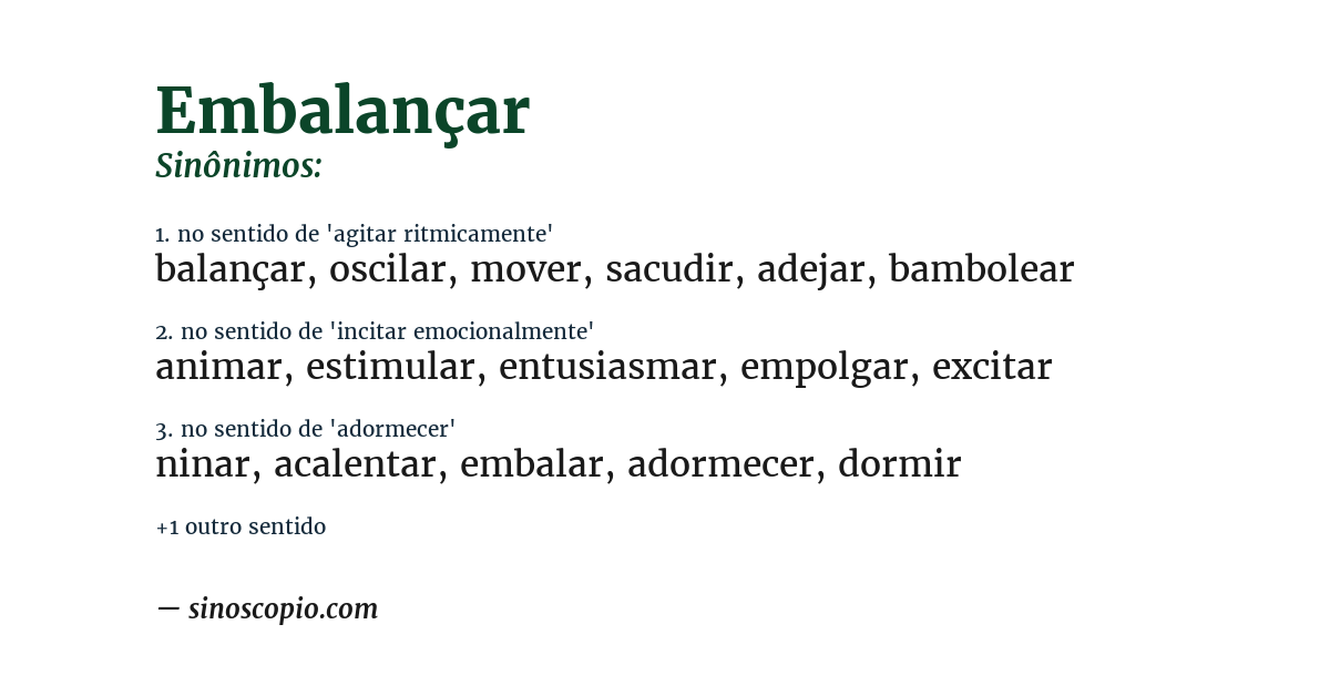 Sinônimo de embalançar