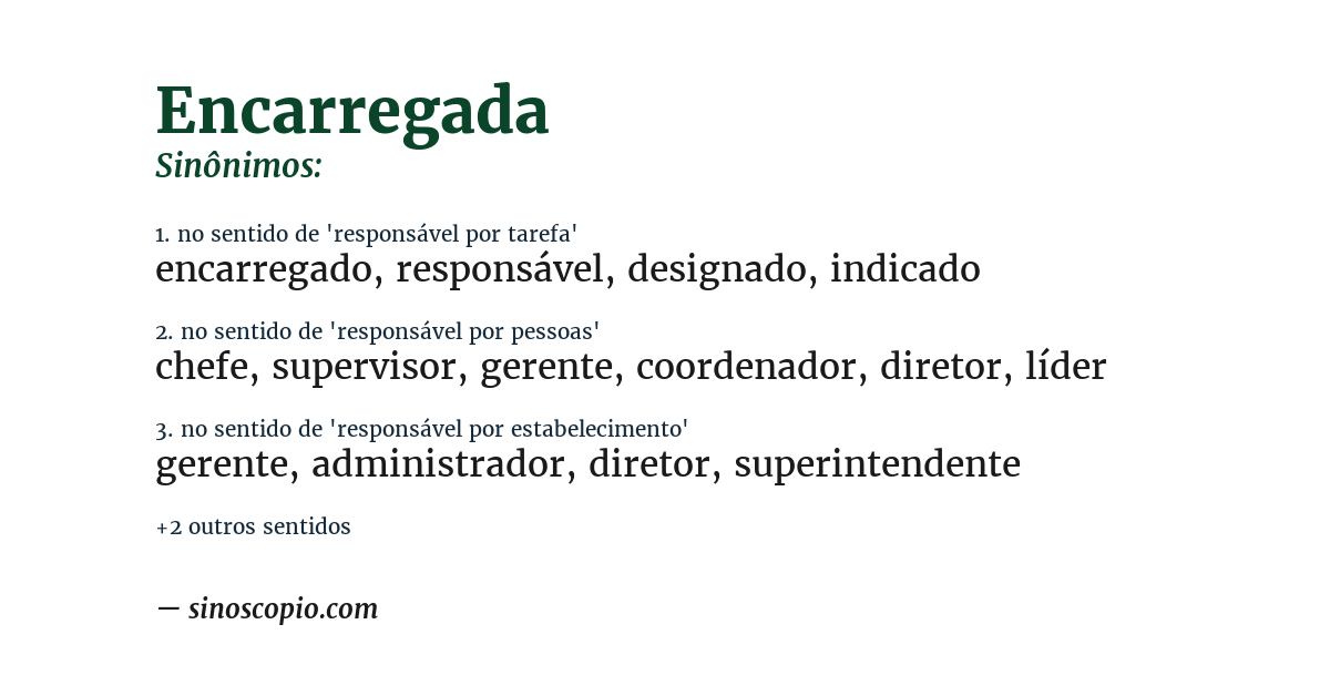 Sinônimo de encarregada