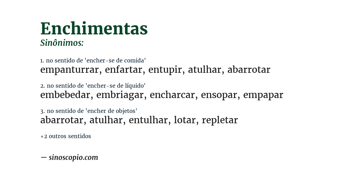 Sinônimo de enchimentas