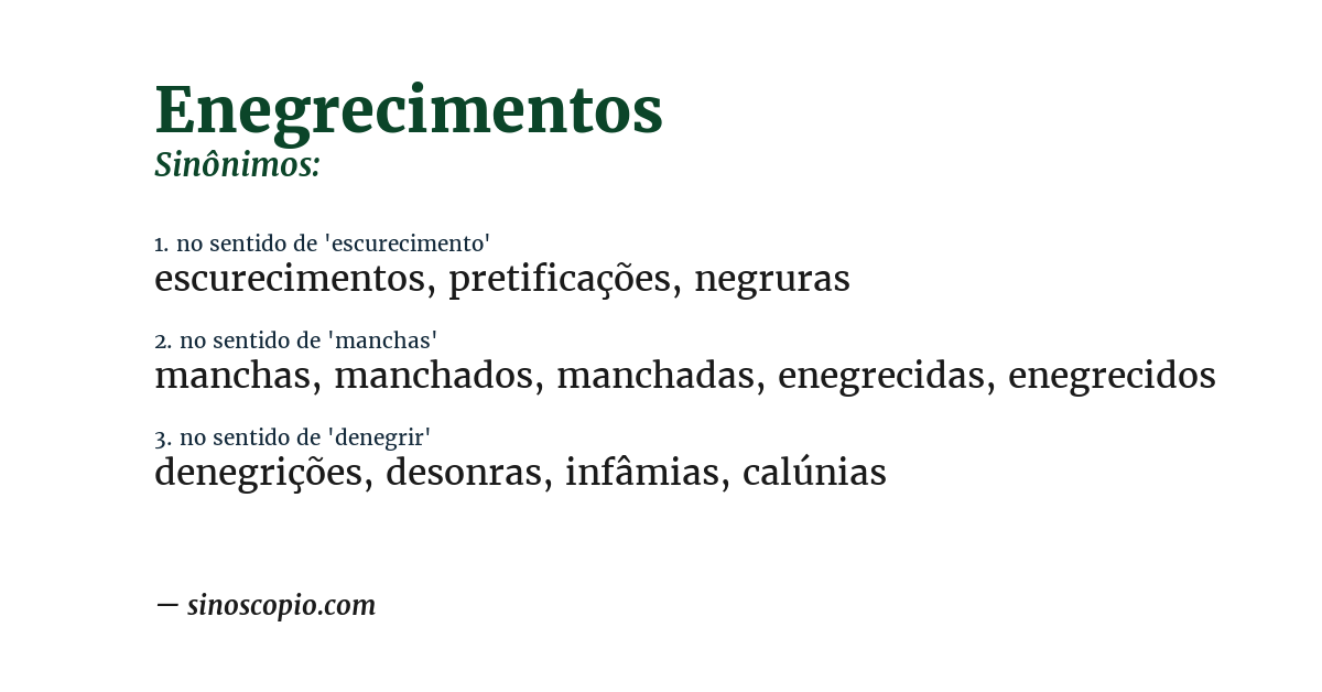 Sinônimo de enegrecimentos