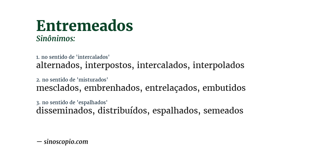 Sinônimo de entremeados