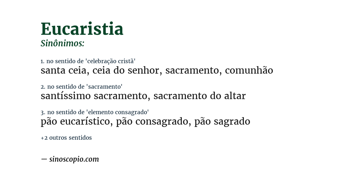 Sinônimo de eucaristia